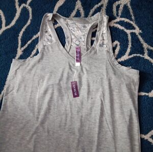 NWT Adore Me Dolina Grey w/ White Lace Detail (Tank/Capri) Pajama Set Large